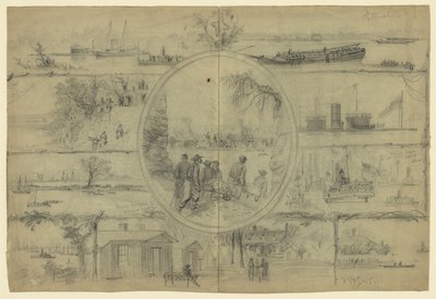 Scènes geassocieerd met Dutch Gap Canal door Alfred Rudolph Waud