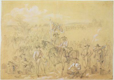 De Eerste Virginia Cavalerie bij een halte, uit 