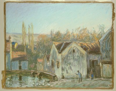 Een hoek van Moret-sur-Loing door Alfred Sisley