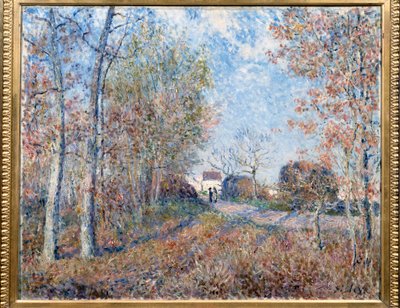 Een hoek van het bos met Sablons of de weg naar de rand van het bos (bosrand van Fontainebleau, nabij Moret-sur-Loing) door Alfred Sisley