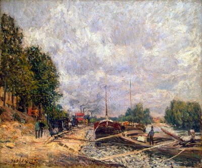 Schuiten bij Billancourt, 1877 door Alfred Sisley