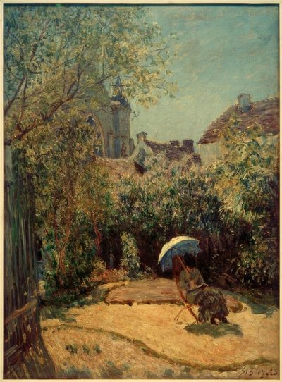 Vrouw met parasol - Zomerscène door Alfred Sisley