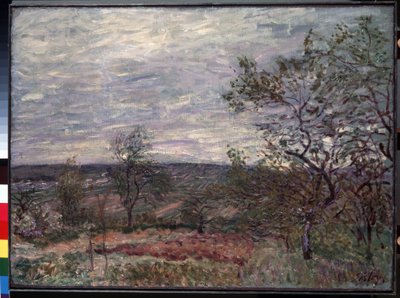 Winderige dag in Veneux door Alfred Sisley