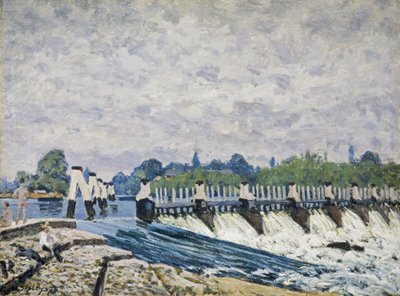 Molesey Weir, Hampton Court door Alfred Sisley