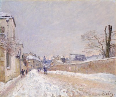 Rue Eugène Moussoir in Moret: Winter, 1891 door Alfred Sisley