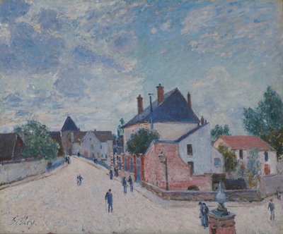 Straat in Moret door Alfred Sisley