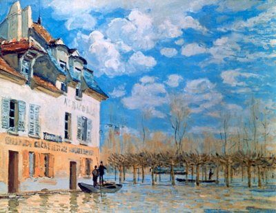 De boot in de overstroming, Port-Marly, 1876 door Alfred Sisley
