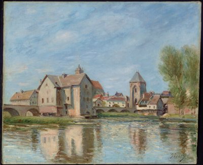 De Brug en Molens van Moret sur Loing door Alfred Sisley