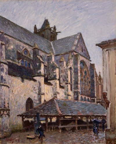 De kerk in Moret in de regen, 1894 door Alfred Sisley