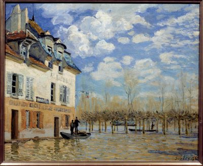 De boot tijdens de overstroming, Port Marly door Alfred Sisley