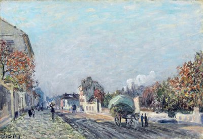 Een straat in Marly door Alfred Sisley