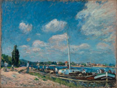 Lossen van schuiten bij Billancourt, 1877 door Alfred Sisley