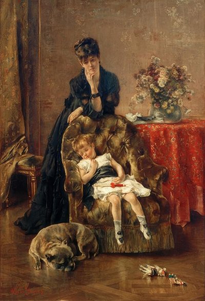 A.Stevens, Het slapende kind door Alfred Emile Stevens