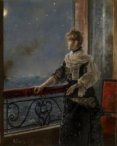 Maanlicht (Au clair de la lune) door Alfred Emile Stevens