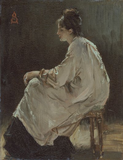 Zittend meisje, 1843-1906 door Alfred Emile Stevens