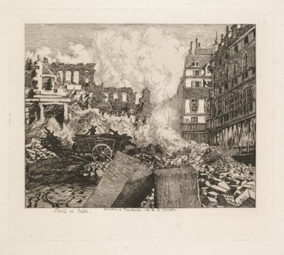 Parijs per Trein. Sloop van het Vaudeville Theater: rue du Dix-Decembre door Alfred Taiée