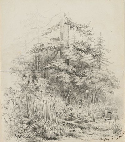 Indiaanse begraafplaats, Oregon, 1841 door Alfred Thomas Agate