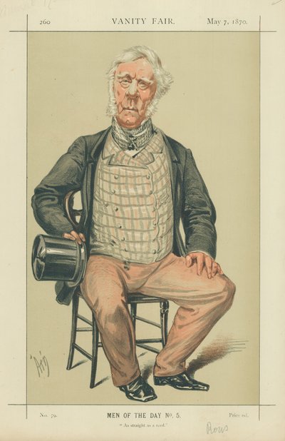 Admiraal Rous, Zo recht als een riet, 7 mei 1870, Vanity Fair cartoon door Alfred Thompson