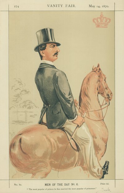 HSH De Hertog van Teck, De populairste van prinsen hij is getrouwd met de populairste van prinsessen, 14 mei 1870, Vanity Fair cartoon door Alfred Thompson