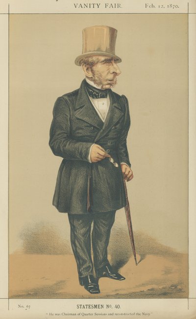 Mr. John Somerset Pakington (kleur litho) door Alfred Thompson