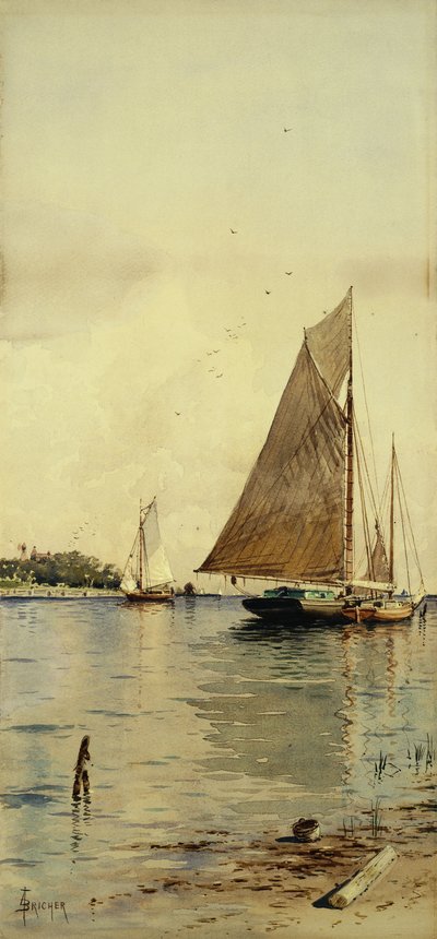 Zeilen drogen, oesterboten, Patchogue, Long Island door Alfred Thompson Bricher