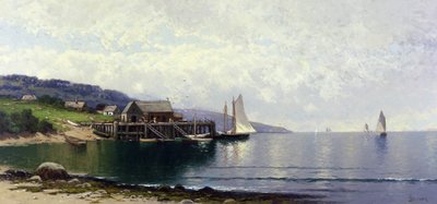 De aanlanding, Bailey Island, Maine, ca. 1907 (olieverf op doek) door Alfred Thompson Bricher