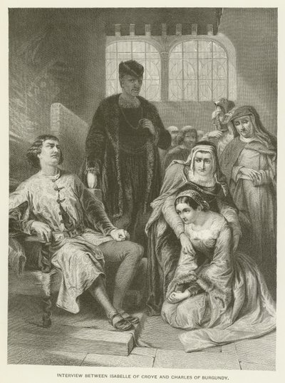 Interview tussen Isabelle van Croye en Karel van Bourgondië door Alfred W. Elmore