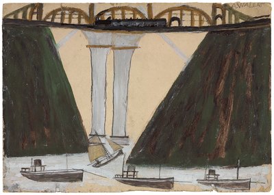 Saltash Brug, ca. 1930 door Alfred Wallis