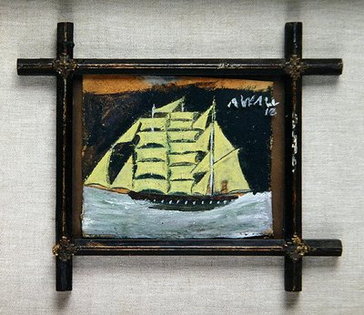 Schip in een religieus kader door Alfred Wallis