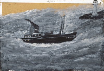 Trawler en Pier door Alfred Wallis