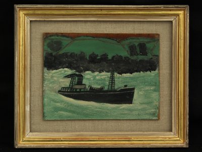 Trawler voor de Kust van Cornwall, c.1928 door Alfred Wallis