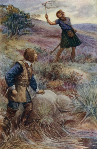 James Graham, Markies van Montrose, Schotse royalistische commandant, ontvangt nieuws over een invasie van Ierse troepen in Schotland, 1644 door Alfred Wallis Mills