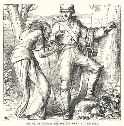 Hans Christian Andersen: De tondeldoos (litho) door Alfred Walter (after) Bayes