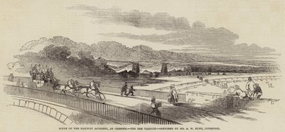 Scène van het spoorwegongeluk, bij Chester, de Dee Viaduct door Alfred William Hunt