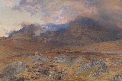 Snowdon, na een april hagelstorm [of Snowdon door opklarende wolken], ca. 1857 door Alfred William Hunt