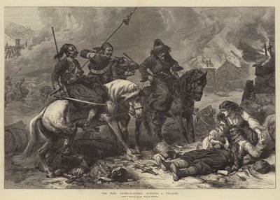 De oorlog, Bashi-Bazouks die een dorp in brand steken door Alfred William Hunt