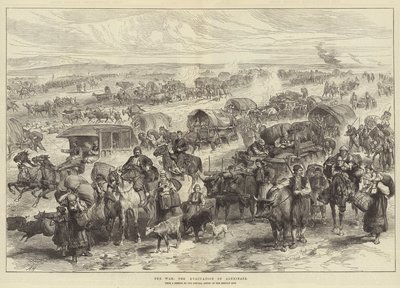 De oorlog, de evacuatie van Alexinatz door Alfred William Hunt
