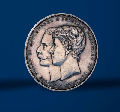 Medaille ter herdenking van het huwelijk van Prinses Beatrice en Prins Hendrik van Battenberg, 1885 (zilver) door Alfred and Wyon, Joseph Shephard Wyon