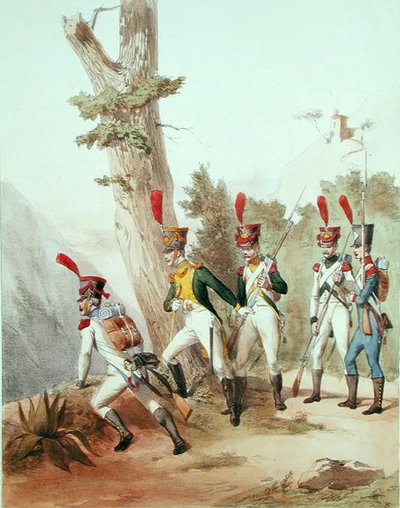 Franse troepen, gegraveerd door Gustave David door Alfred de (after) Marbot