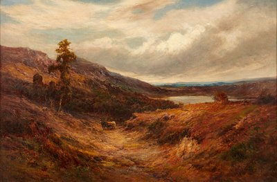Hooglandvee op een Bergpad door Alfred de Breanski