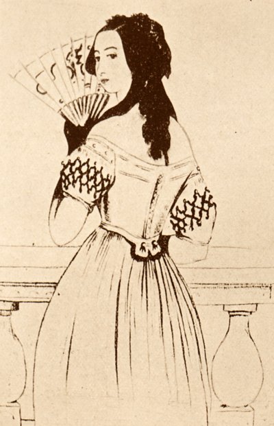 George Sand (tekening) door Alfred de Musset