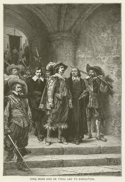 Cinq Mars en De Thou naar de executie geleid door Alfred de Vigny