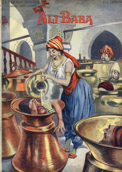 Ali Baba (en de veertig rovers). Populair verhaal van 1001 nachten. Illustratie van Vaccari en Carrey in de collectie 