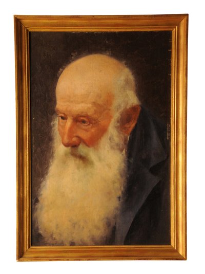 Olieverfschilderij van een oudere man door Alfredo Chicco