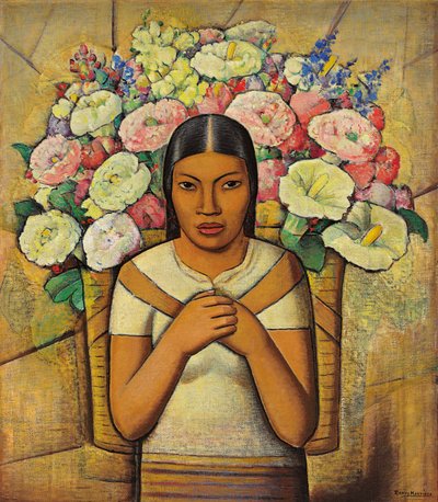 Bloemenverkoopster door Alfredo Ramos Martinez
