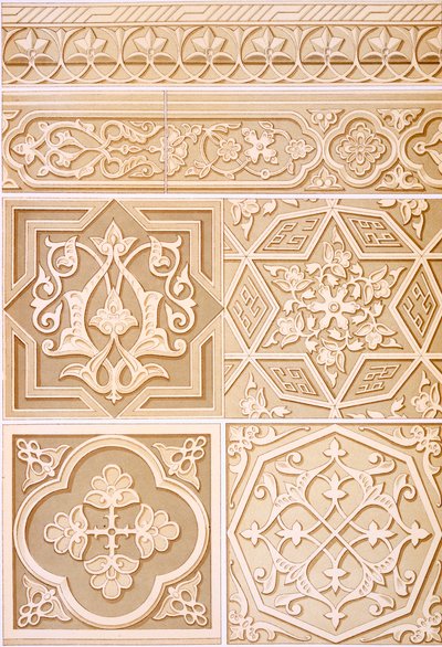 Gedetailleerde studies van architectonische decoratie, gepubliceerd 1883 door Alhusain Fawzy