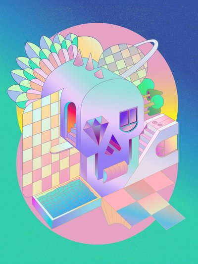 Pastel Skullscape door Ali Gulec