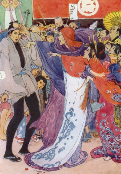 Illustratie voor Het Verhaal van De Mikado (kleur litho) door Alice Bolingbroke (after) Woodward