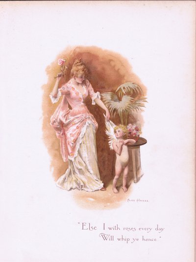 Ik zal je elke dag met rozen slaan, uit Some Old Love Songs gepubliceerd door Hildesheimer & Faulkner, 1892 door Alice Havers