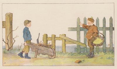 Op eigen rekening (kleur litho) door Alice Maud Beddington